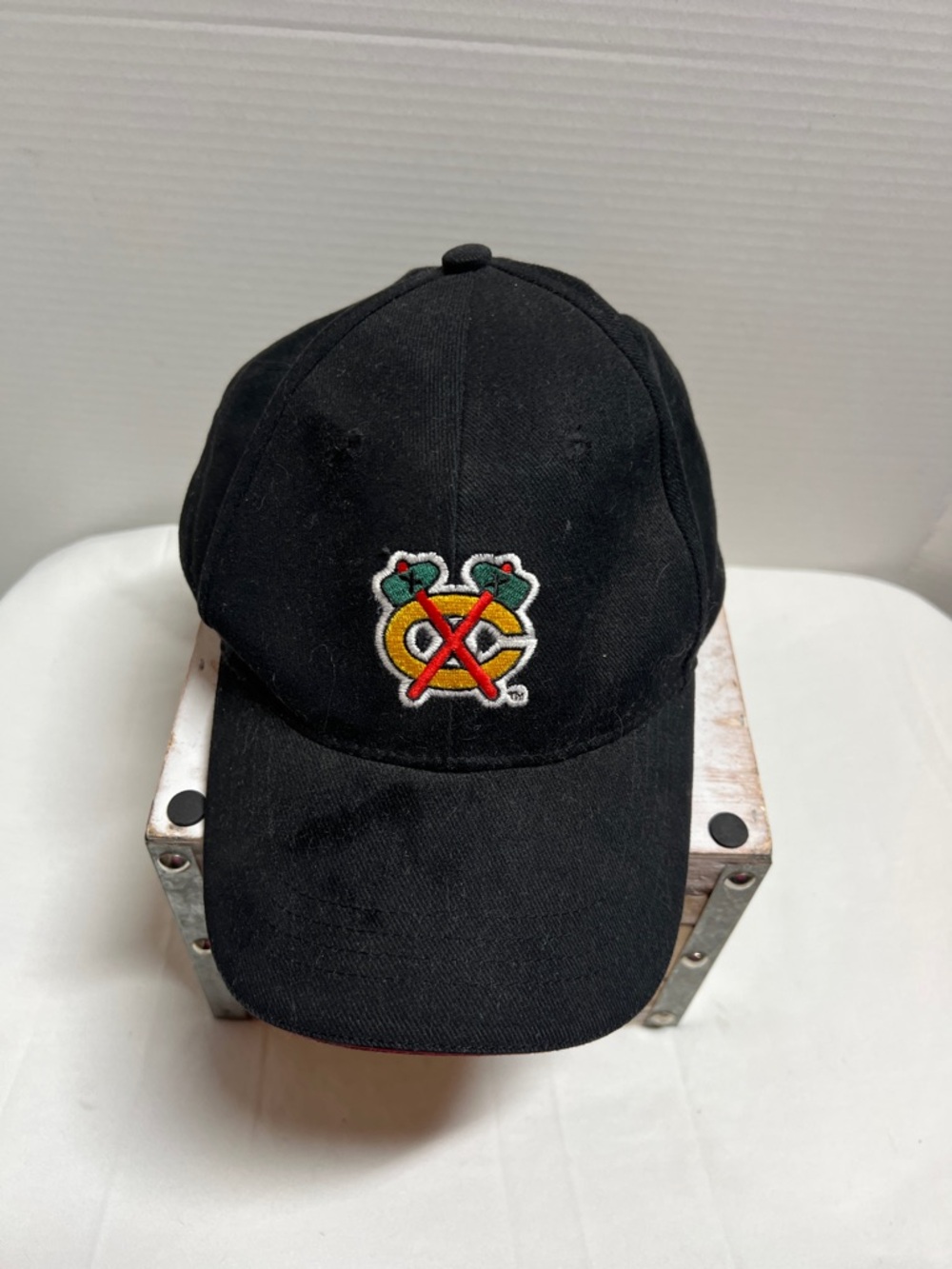 Black Baseball Cap with Colorful Crest Embroidery